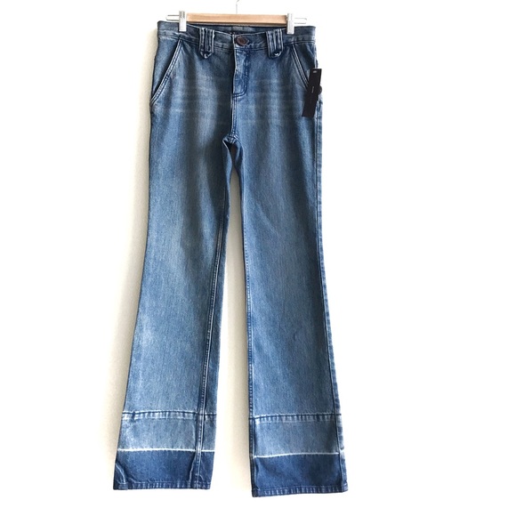 Marc Jacobs Denim - Marc Jacobs Faded Dark Wash Dipped Wide Leg Jeans